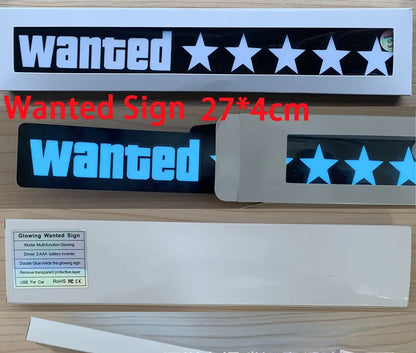 TX 5 Stars Wanted LED Window Sticker